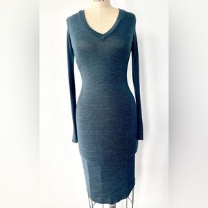 Aritzia teal/black mix knit body dress XS